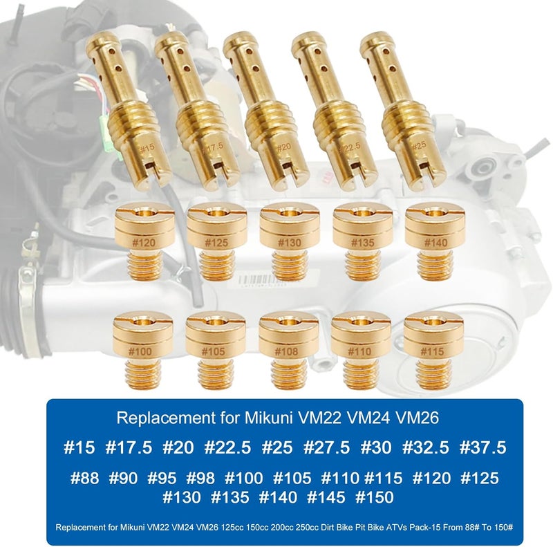 SYOWADA 25 قطعة مجموعة استبدال فوهة الكربوريتر الرئيسية لمكيني VM22 VM24 VM26 المستخدمة على دراجة نارية بمحرك 125cc 150cc 200cc 250cc (25 قطعة) - Image 5